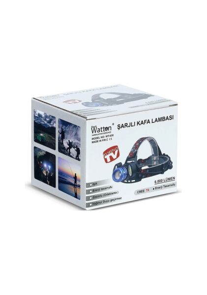 6000 Lümen 3 Başlık Şarjlı Kafa Lambası Wt-630 Renkli