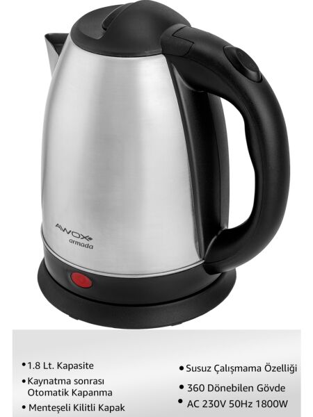 Awox Armada Inox Su Isıtcı Çelik Kettle 1.8 Lt.
